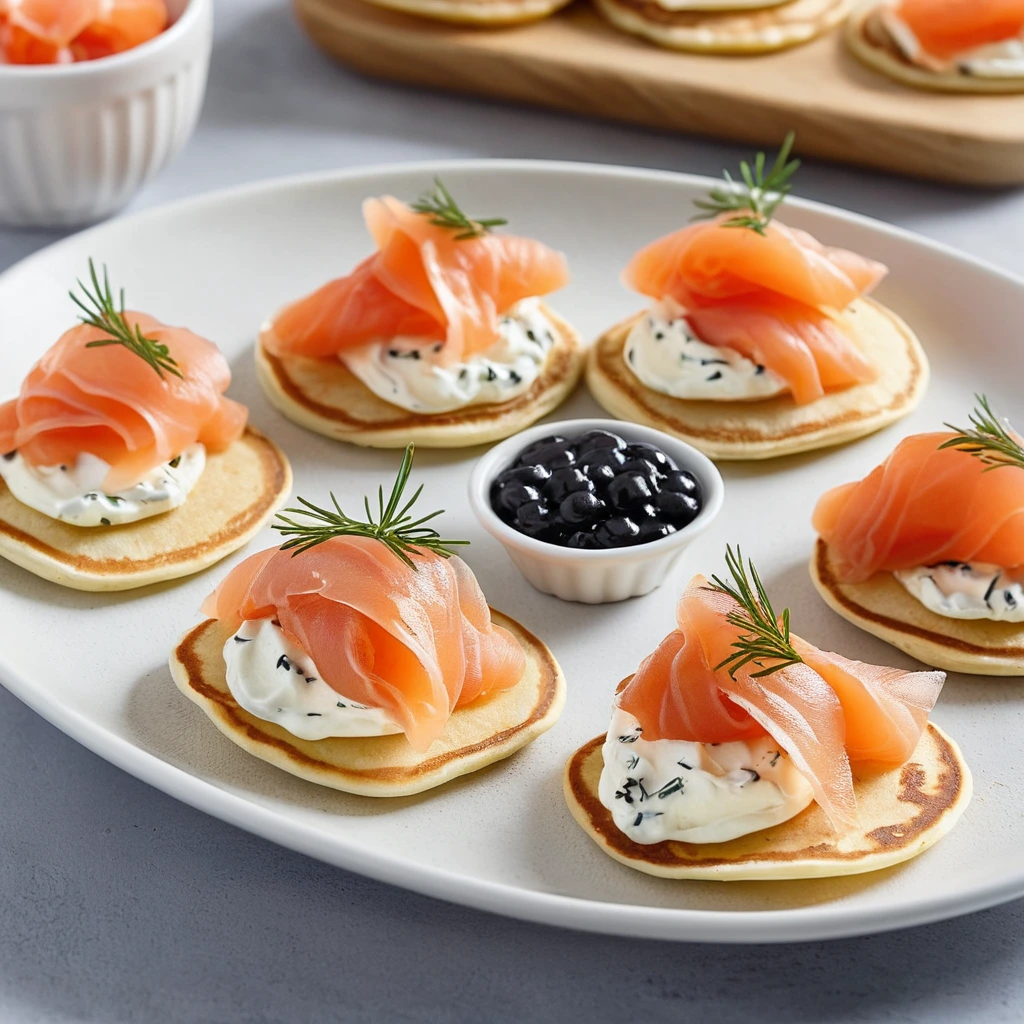 Reach results on google's SERP when searching for "mini pancakes whit smoked salmon"