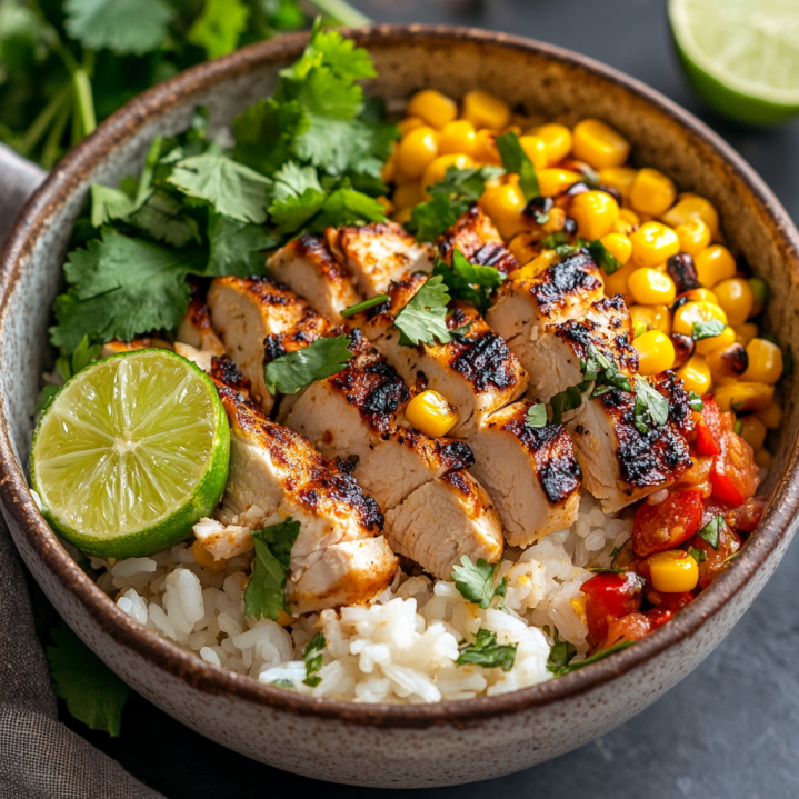 Delicious Street Corn Chicken Rice Bowl