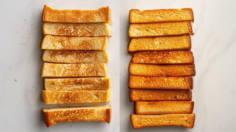 Comparison of soggy French toast sticks versus perfect golden air fryer French toast sticks