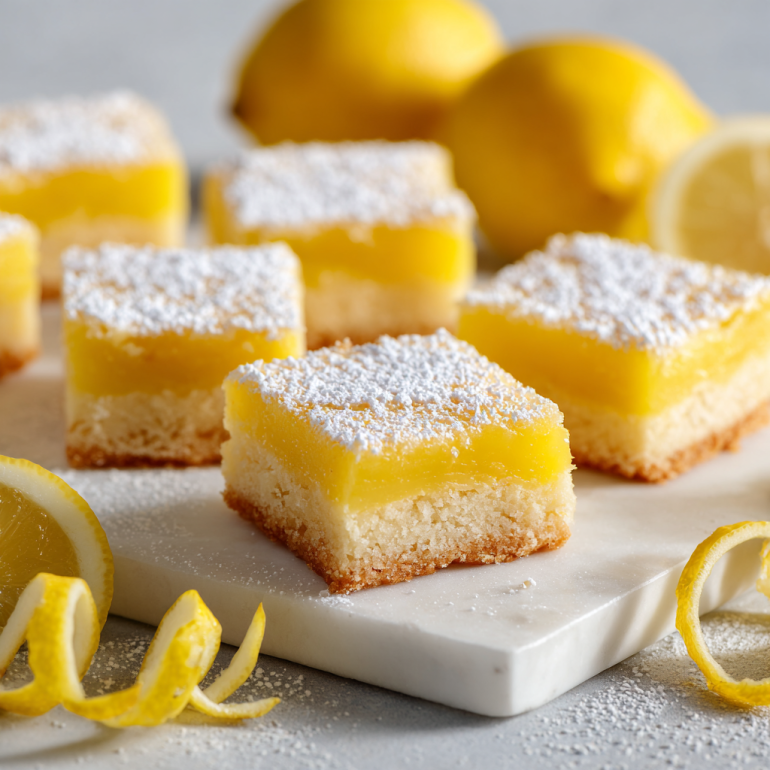 Air fryer lemon bars with crisp shortbread base and smooth lemon curd