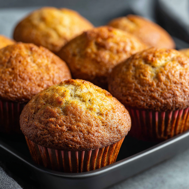 Perfectly cooked air fryer banana bread muffins with golden brown tops fresh from basket