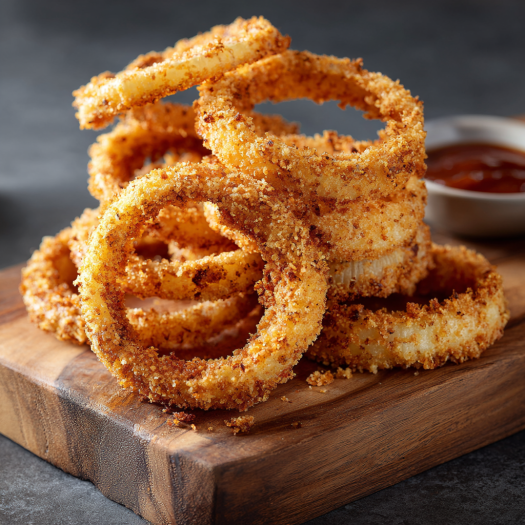Perfectly cooked air fryer onion rings with golden brown crispy coating