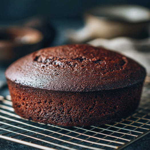 Perfectly baked air fryer vegan chocolate cake with rich color and ideal dome shape
