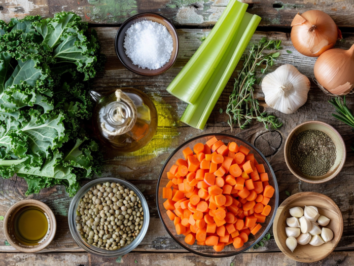 Ingredients for lentil soup