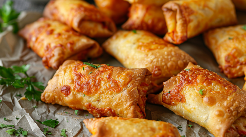 Perfectly golden-brown crispy pizza rolls fresh from air fryer