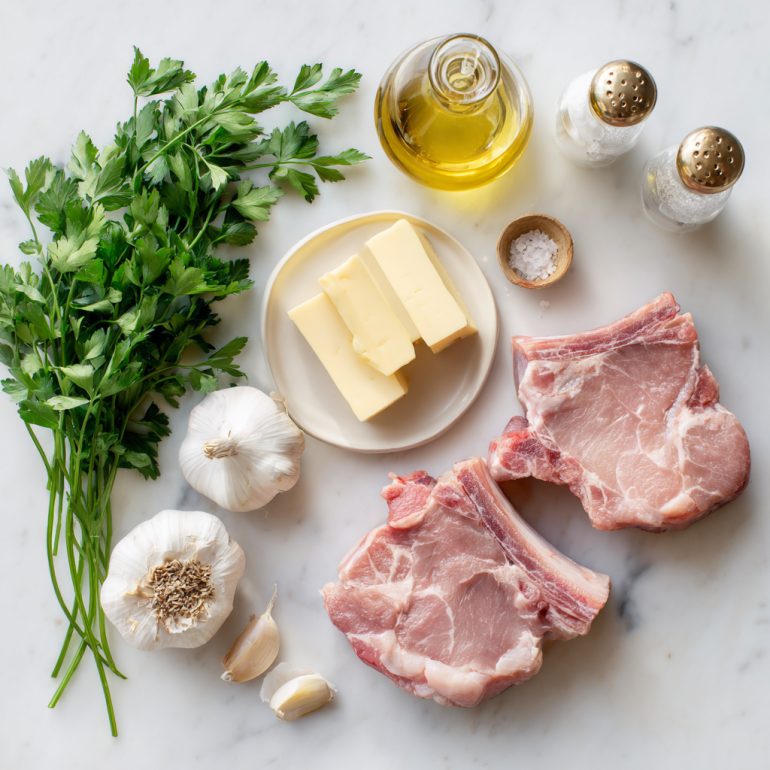 INGREDIENTS FOR Garlic Butter Pan-Seared Pork Chops