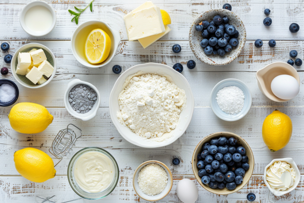 Ingredient for lemon blueberry cake