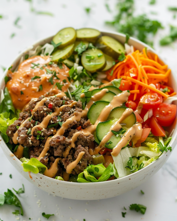 Low FODMAP Big Mac Bowl