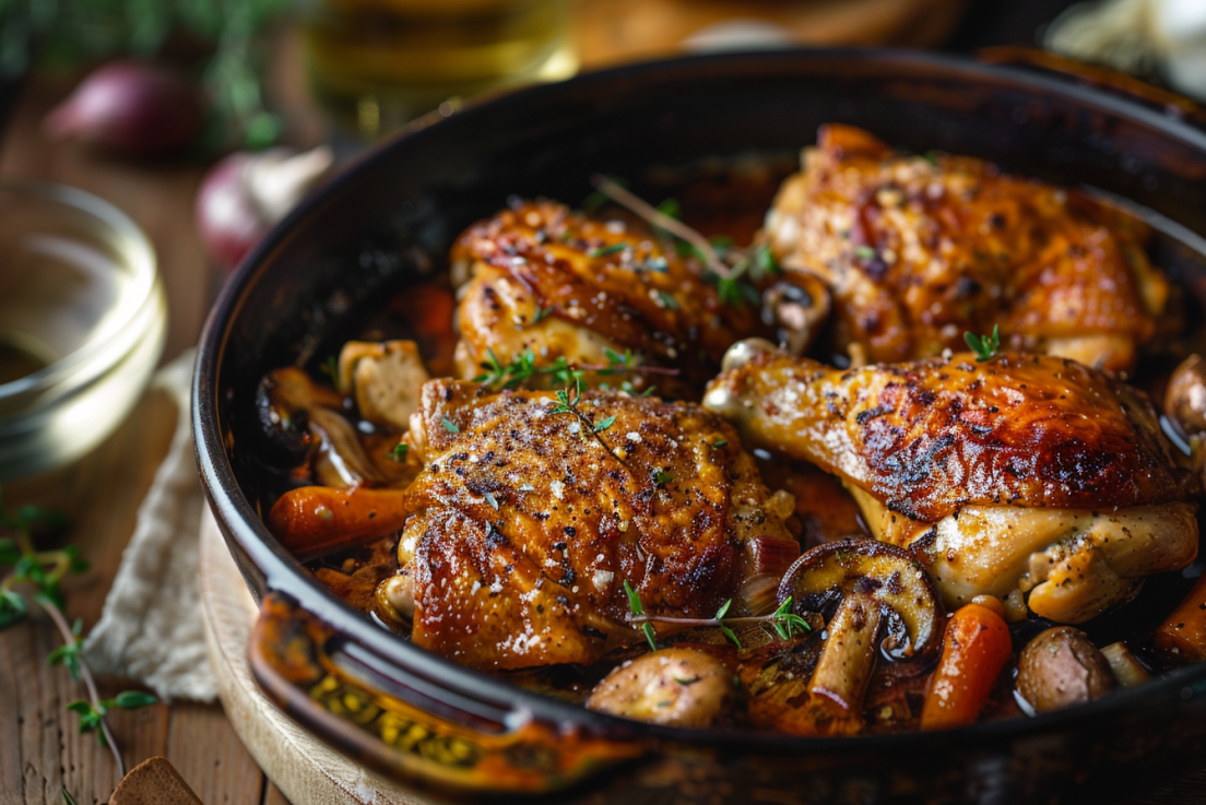 Slow cooker chicken in red wine
