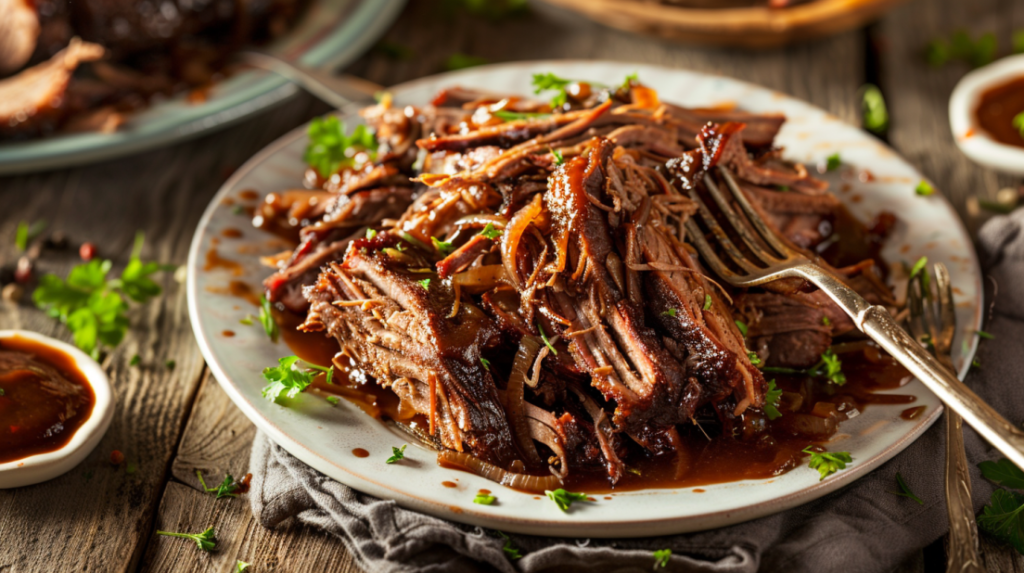 Tender pulled beef brisket 