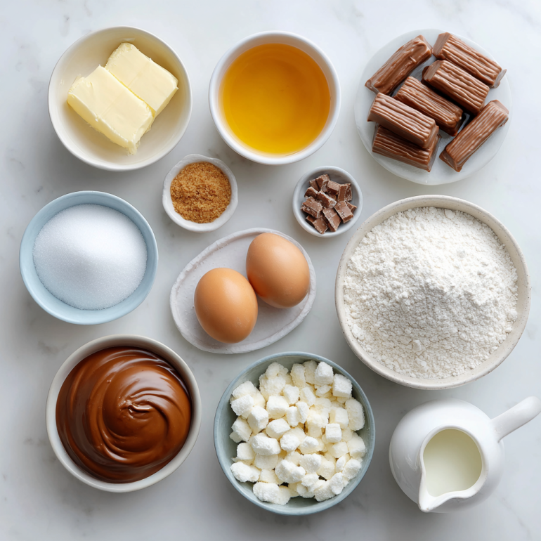 all ingredients for Twix Thumbprint Cookies