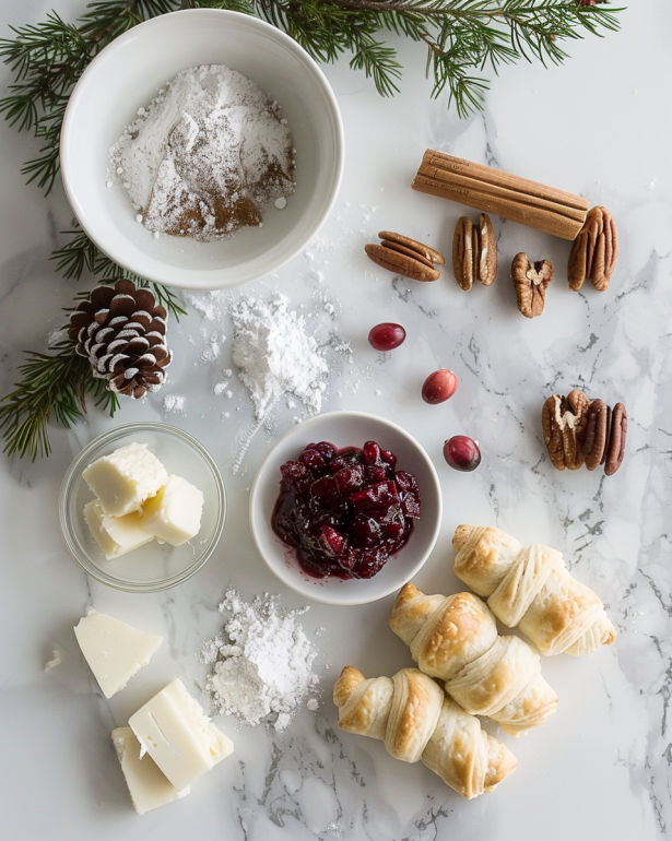 ingredients for Cranberry Cream Cheese Crescent Bites