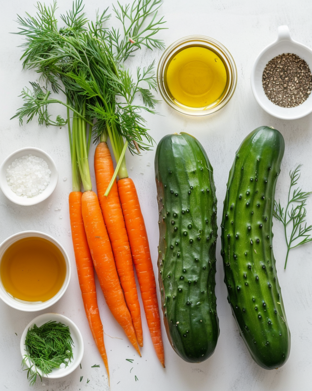 ingredients for Cucumber Carrot Salad