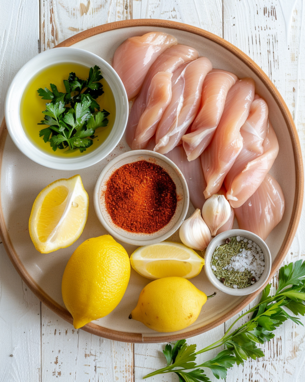 ingredients for Greek chicken tenders