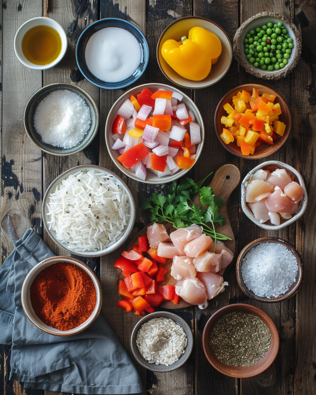 ingredients for Serbian chicken and rice