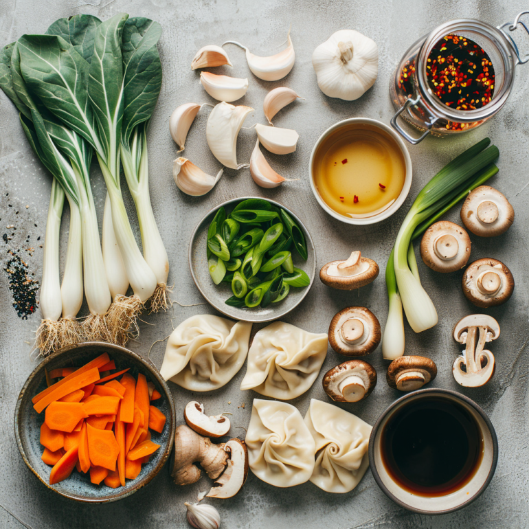 ingredients for spicy dumpling soup