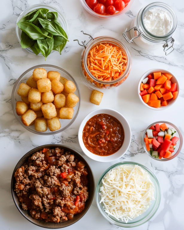 ingredients for tater tot pizza casserole