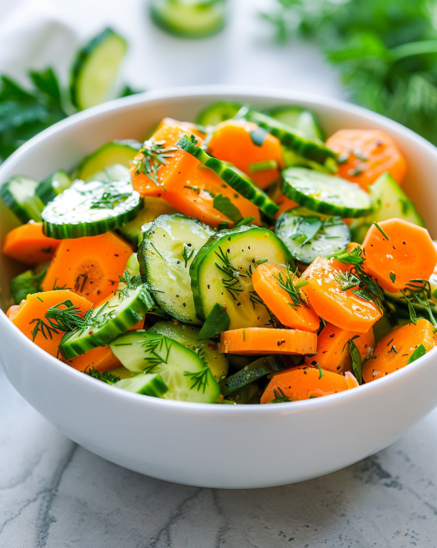 refreshing bowl of Cucumber Carrot Salad
