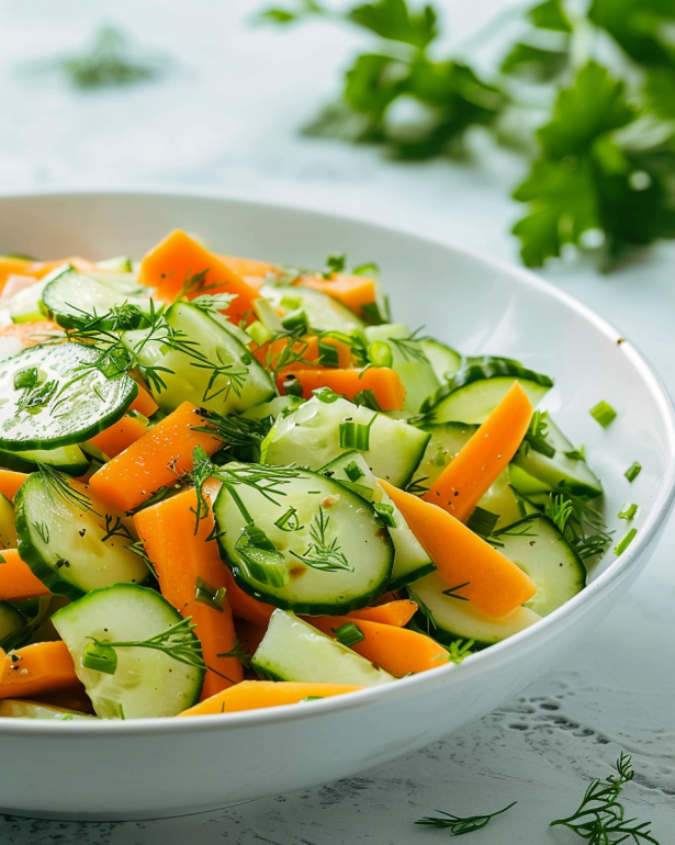 refreshing bowl of Cucumber Carrot Salad 