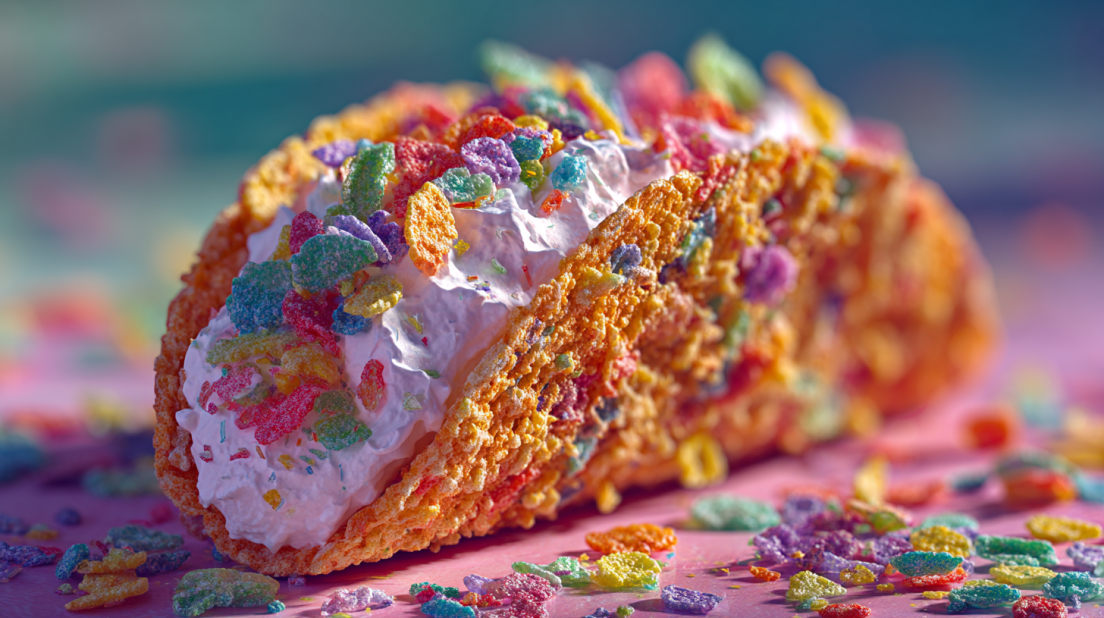Fruity Pebbles Cheesecake Tacos