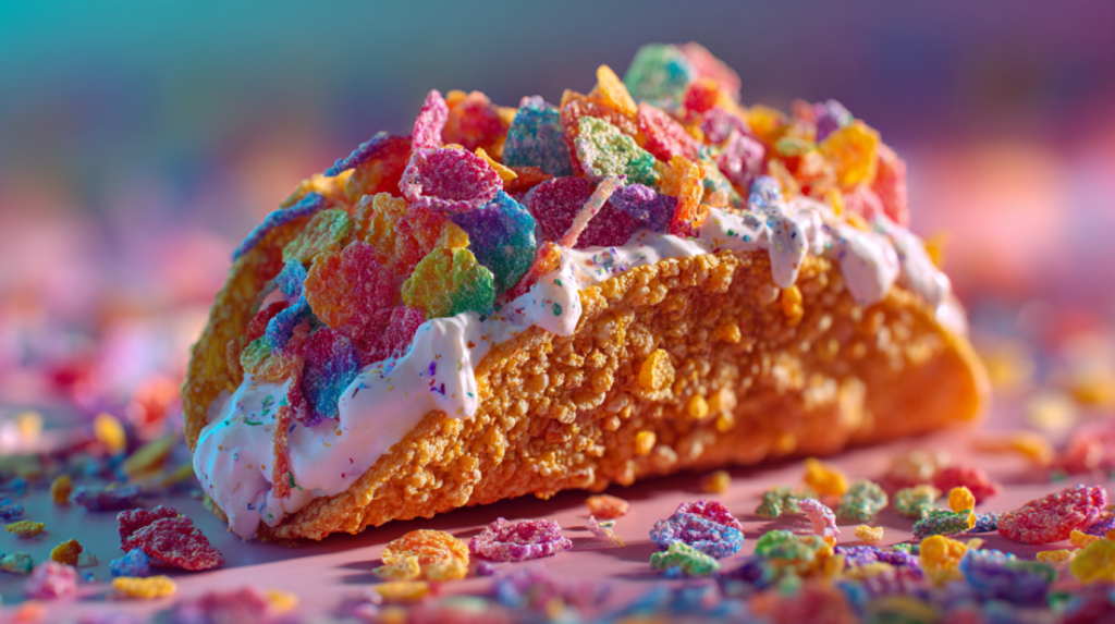 Fruity Pebbles Cheesecake Taco