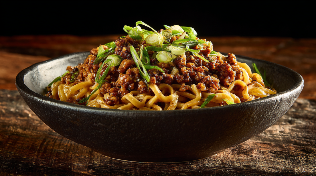 Garlic Pork Peanut Noodles