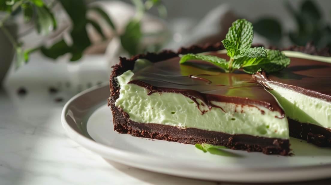 Mint Cream Pie with chocolate cookie crust