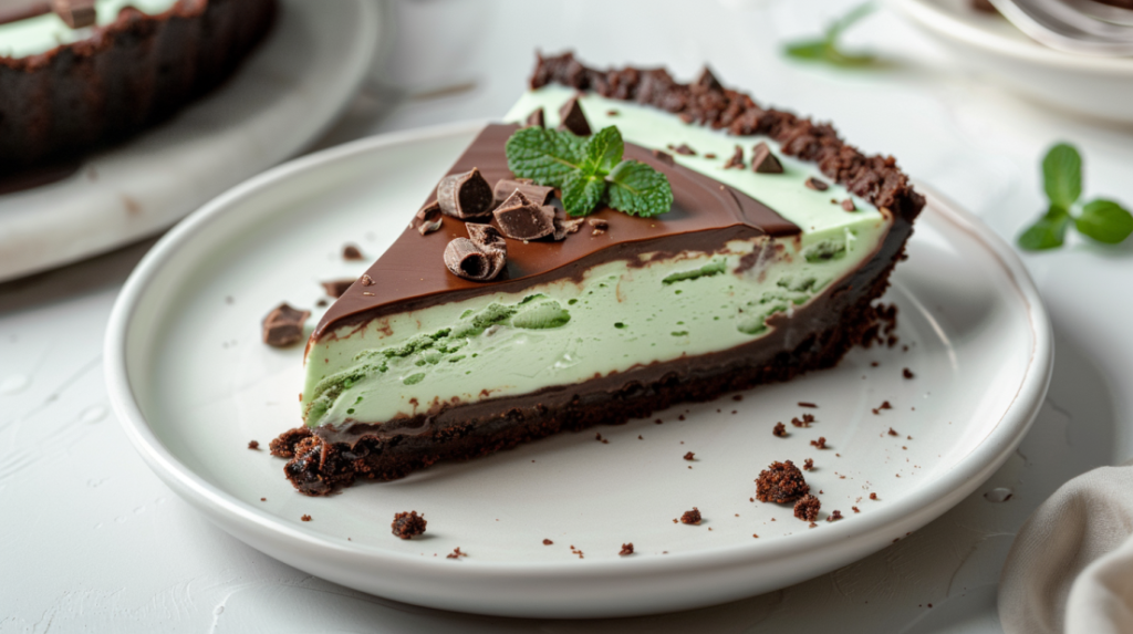 Mint Cream Pie with chocolate cookie crust