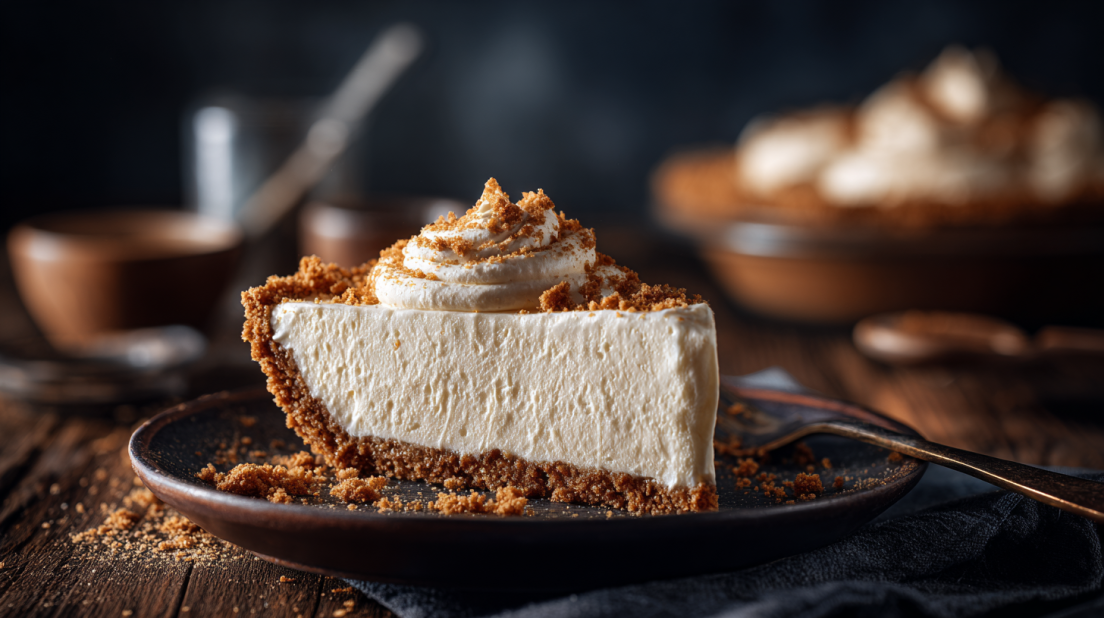 No Bake Eggnog Cookie Butter Pie