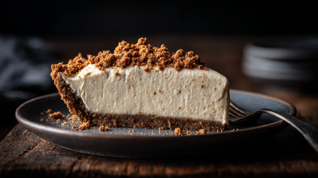 No Bake Eggnog Cookie Butter Pie
