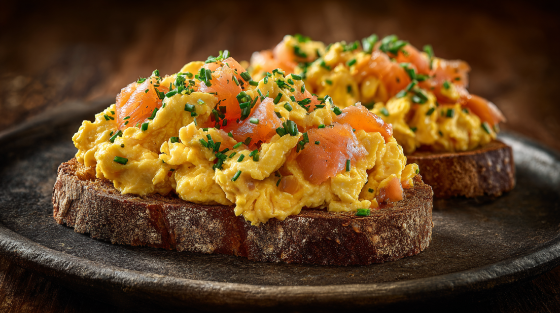 Smoked salmon and chive scrambled eggs