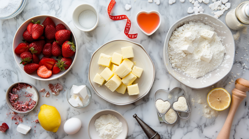 Valentine's Day Strawberry Pie ingredients