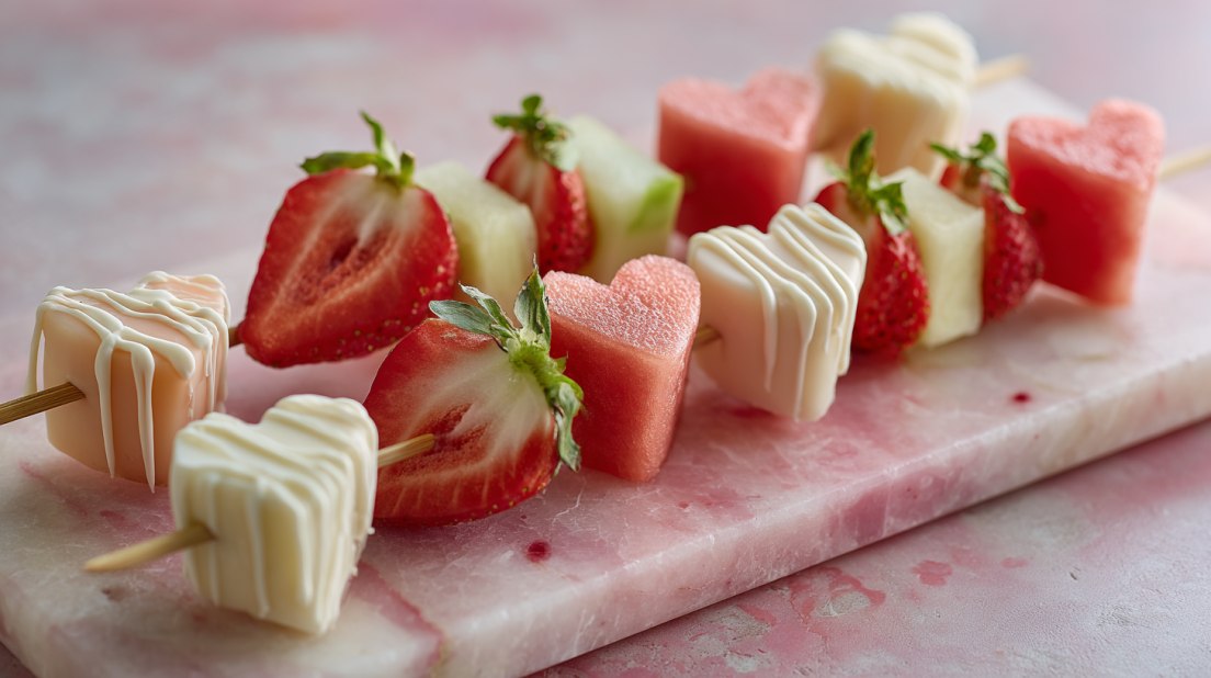 Valentine's Day fruit kebabs