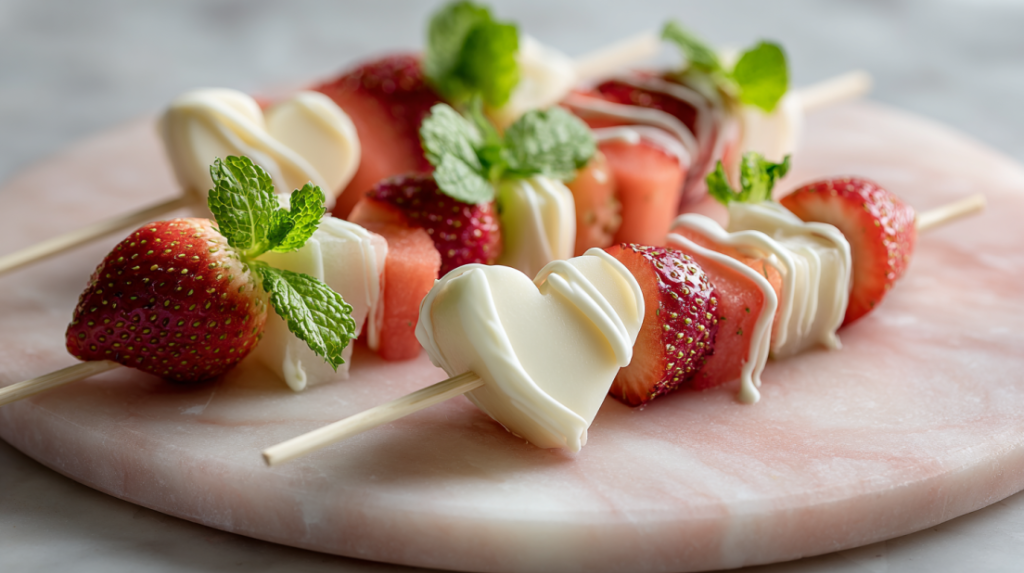 Valentine's Day fruit kebabs