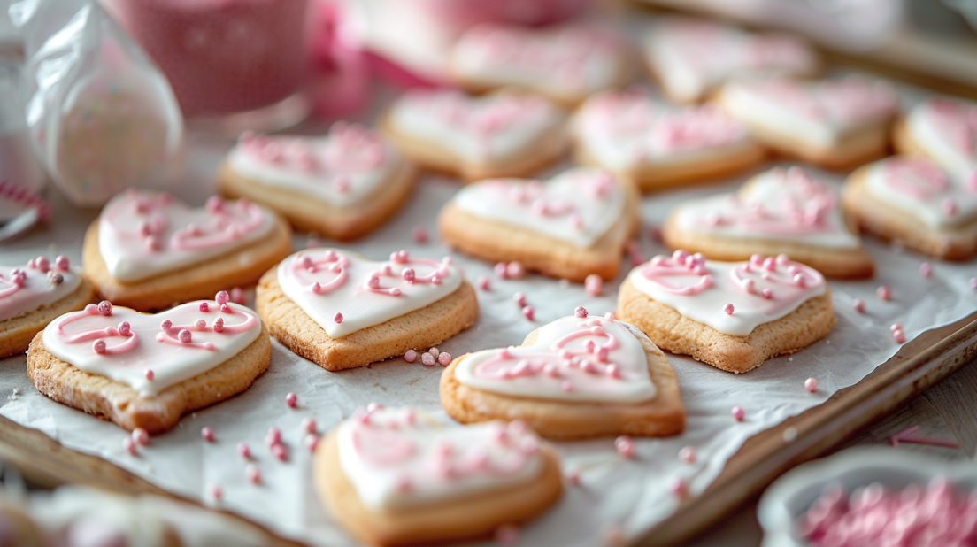 Valentine’s Day heart-shaped sugar cookies