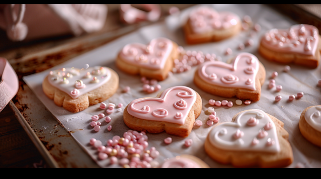 Valentine’s Day heart-shaped sugar cookies