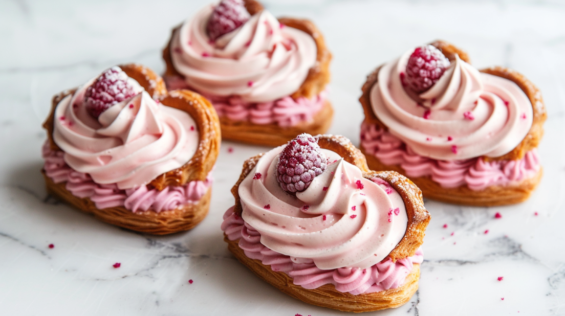 heart-shaped choux pastries