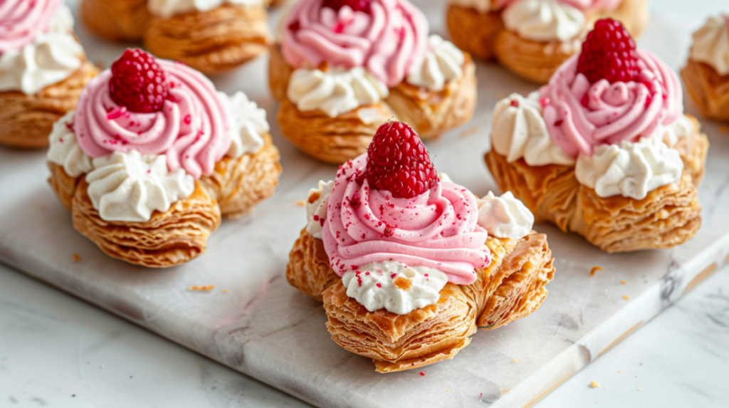 heart-shaped choux pastries 