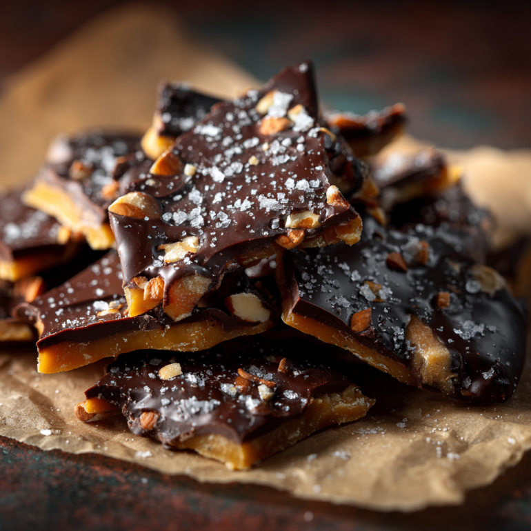 homemade salted dark chocolate almond toffee