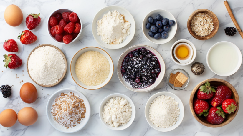 ingredients for berry crumb cake