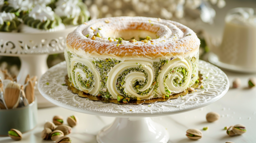 pistachio roll cake