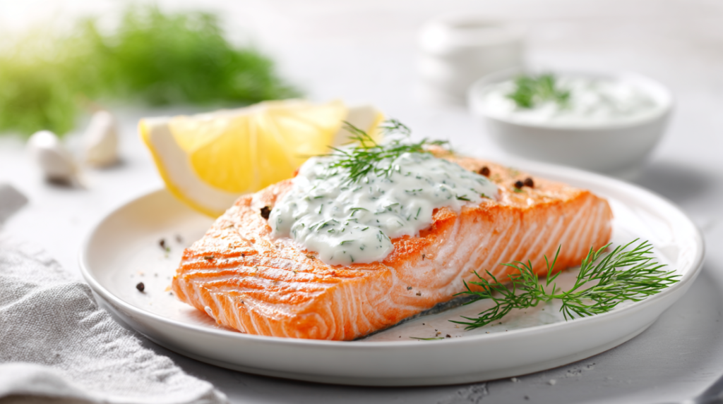 Baked Salmon with Dill Sauce