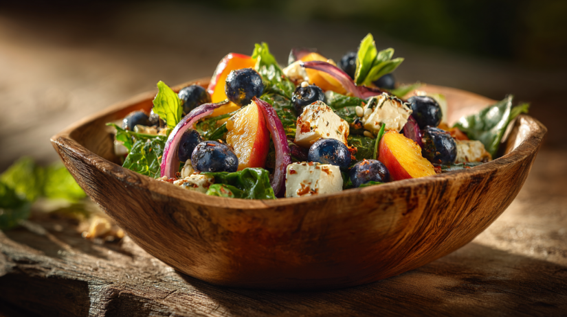 Blueberry Peach Feta Salad