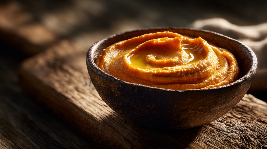 Carrot Hummus with Zaatar Pita Chips