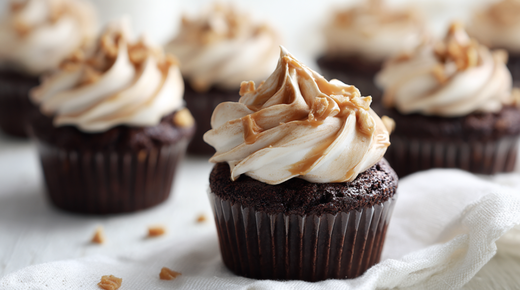 Dark Chocolate Cupcakes with Peanut Butter Marshmallow Fluff