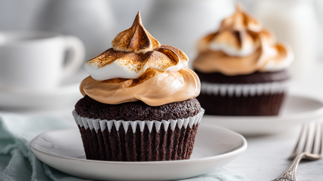 Dark Chocolate Cupcakes with Peanut Butter Marshmallow Fluff