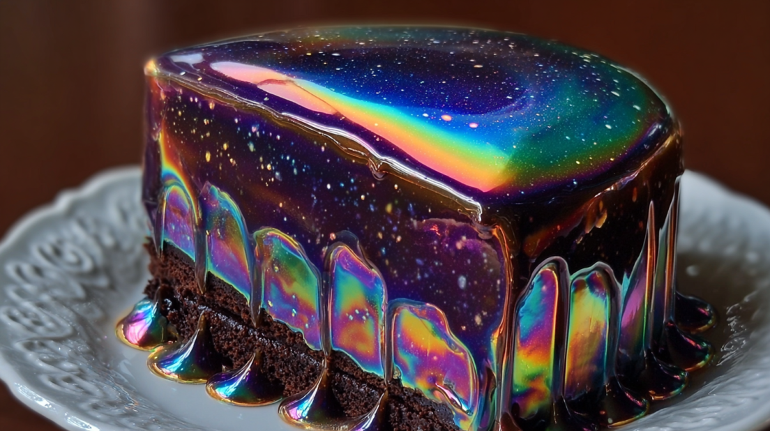 Galaxy Mirror Glaze Cake