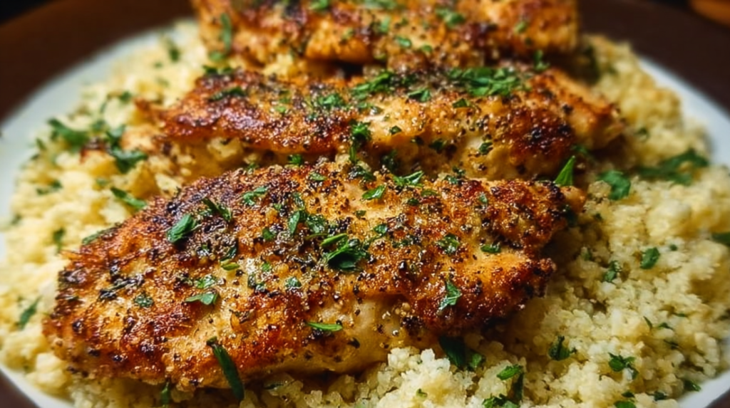 Garlic Butter Chicken with Parmesan Cauliflower Rice