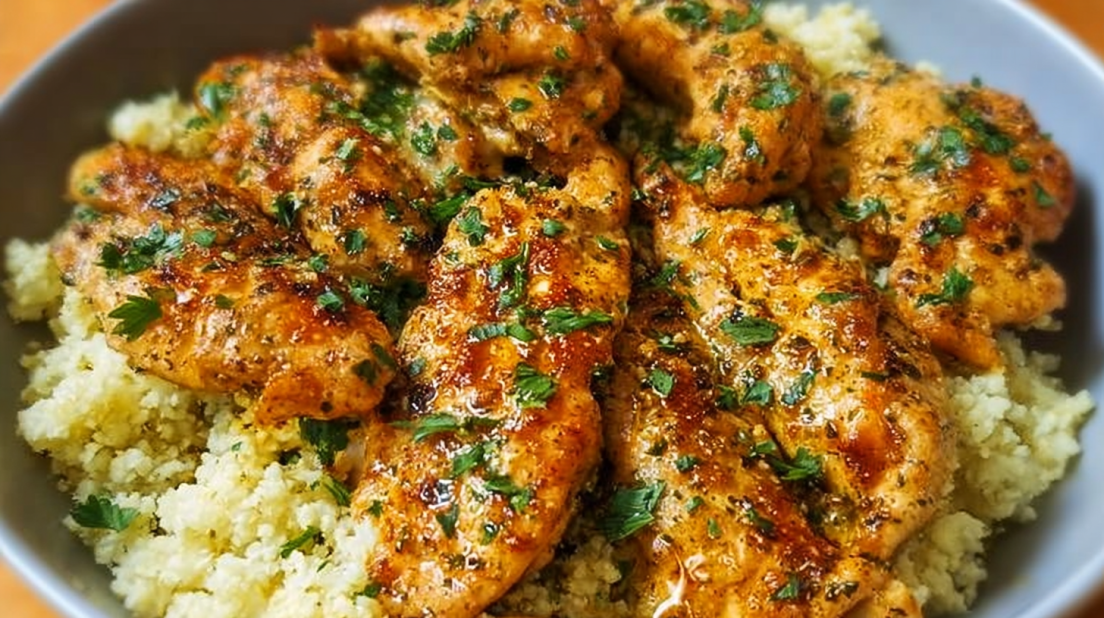 Garlic Butter Chicken with Parmesan Cauliflower Rice