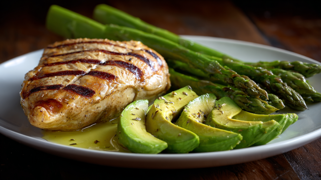Grilled Chicken with Asparagus and Avocado